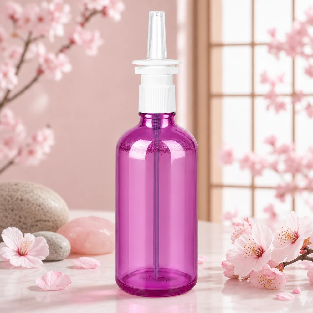 100ml lahvička s nosním rozprašovačem bílá/transparentní standardní PurpleLine UT18/100 Stilvolle violette 100ml Pumpflasche mit zuverlässiger Sprühfunktion für tägliche Nasenpflege STD