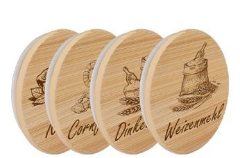 potisknuté dřevěné víčka