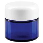 Modré skleněné nádoby s bílým víkem