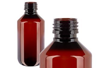 Hnědé PET lahvičky na léky bez uzávěru