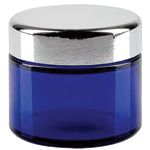 Modré skleněné nádoby se stříbrným víkem