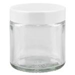 Skleněné nádoby s bílým víkem