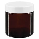 Hnědé skleněné nádoby s bílým víkem