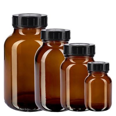 Hnědé lékárenské sklenice se širokým hrdlem