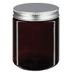 Hnědé skleněné nádoby s hliníkovým víkem