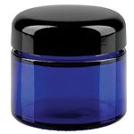 Modré skleněné nádoby s černým víkem