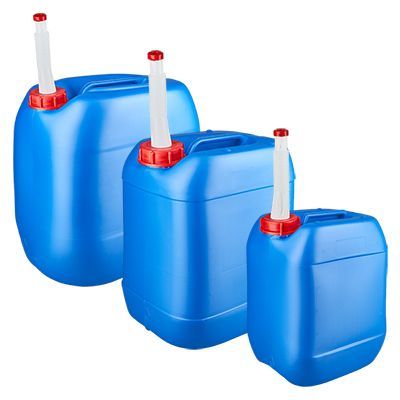 Modrá nádoba s flexibilním vypouštěcím kohoutem